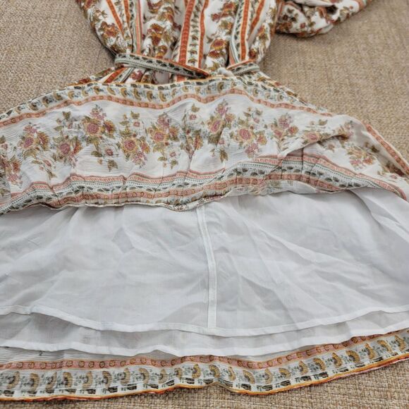 LOFT Floral Print Midi Dress - Cream and Brown - Picture 5 of 10